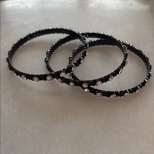 Charming Charlie Black and Silver Elegant Bracelet Set